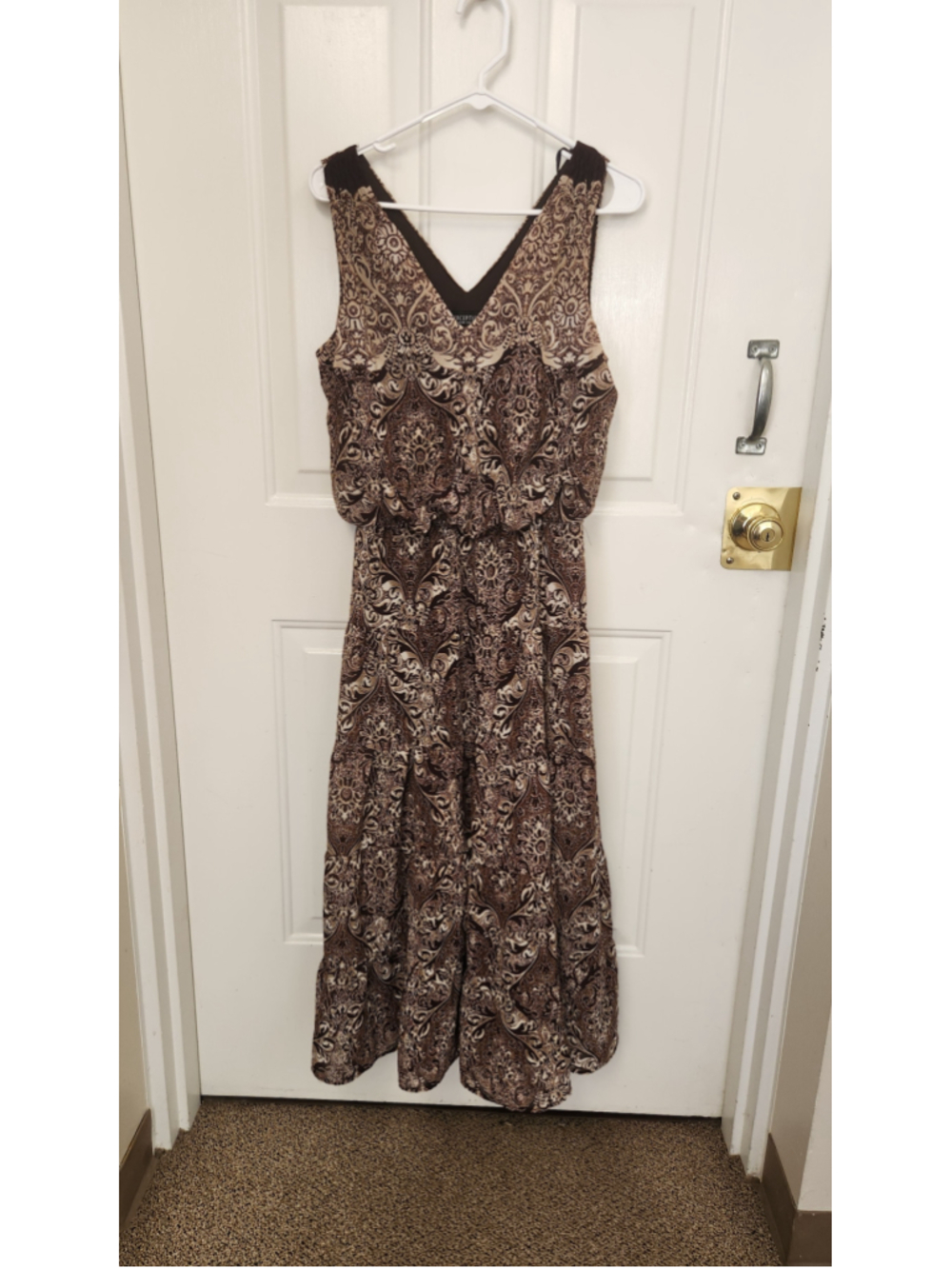 Perceptions Brown Beige Paisley Print Maxi Dress Size 10